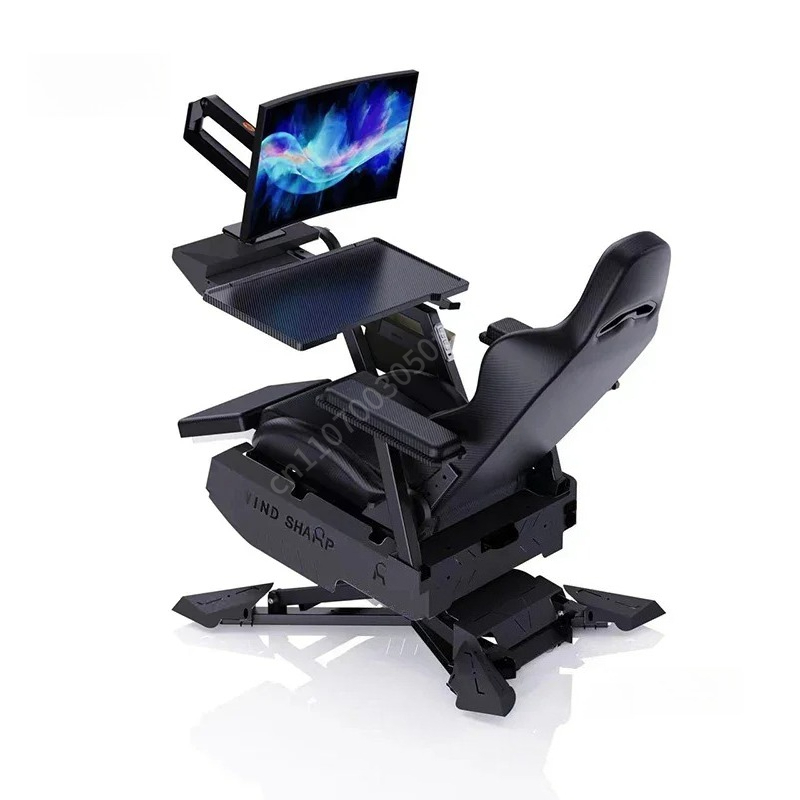 Monitor Stand - Verstellbare Gaming-Station Cockpit, Integrierter Ergonomischer Computer-Schreibtischstuhl