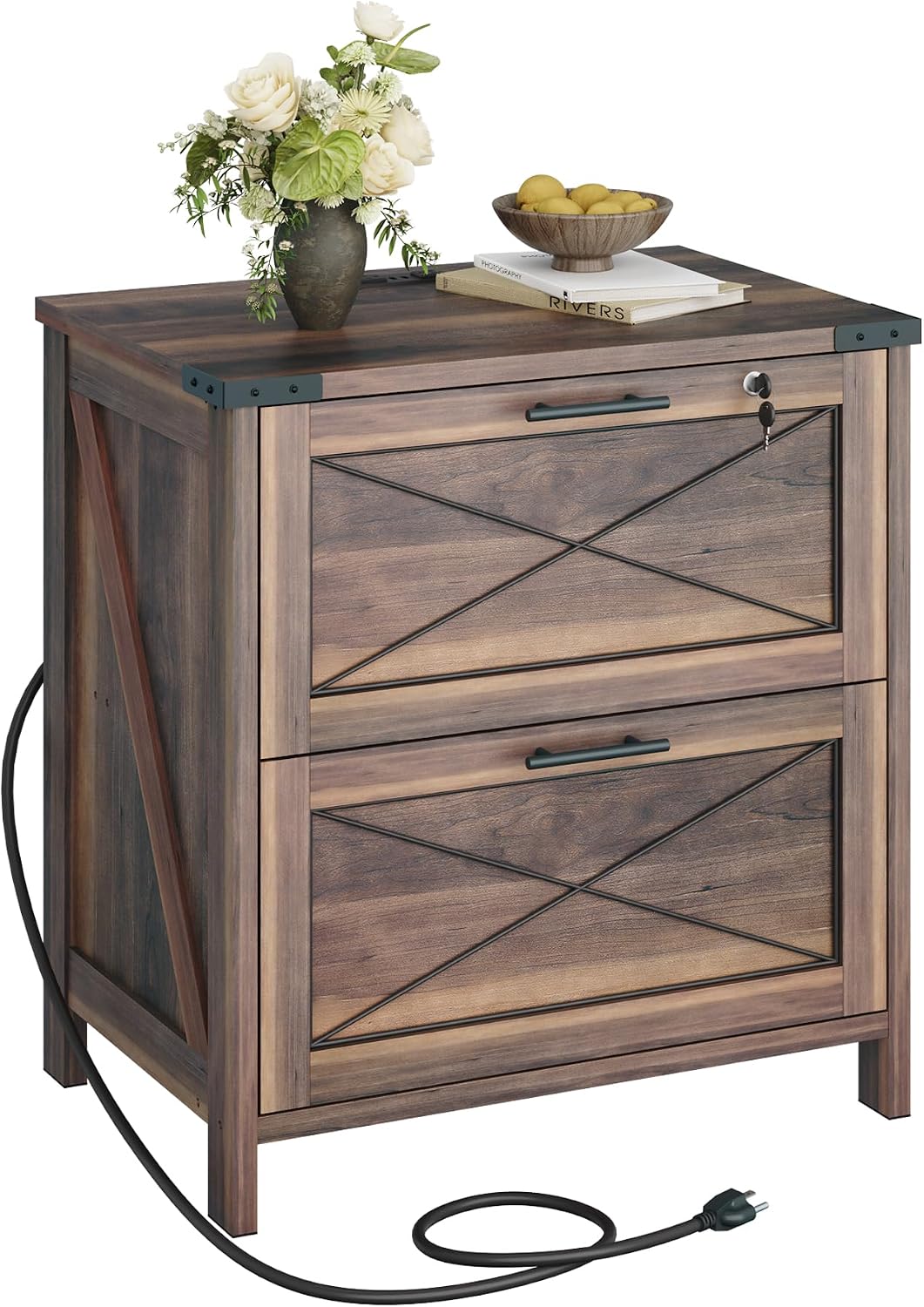 Printer Stand - Lateraler Aktenschrank aus Holz, Aktenschrank mit