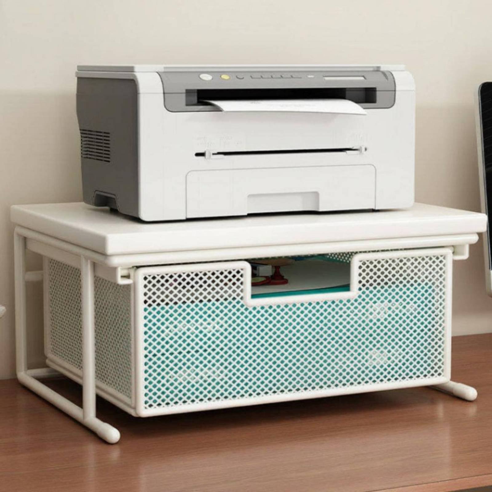 Printer Stand - Druckerständer mit Schublade Platzsparender Desktop-Druckerständer Desktop-Regal