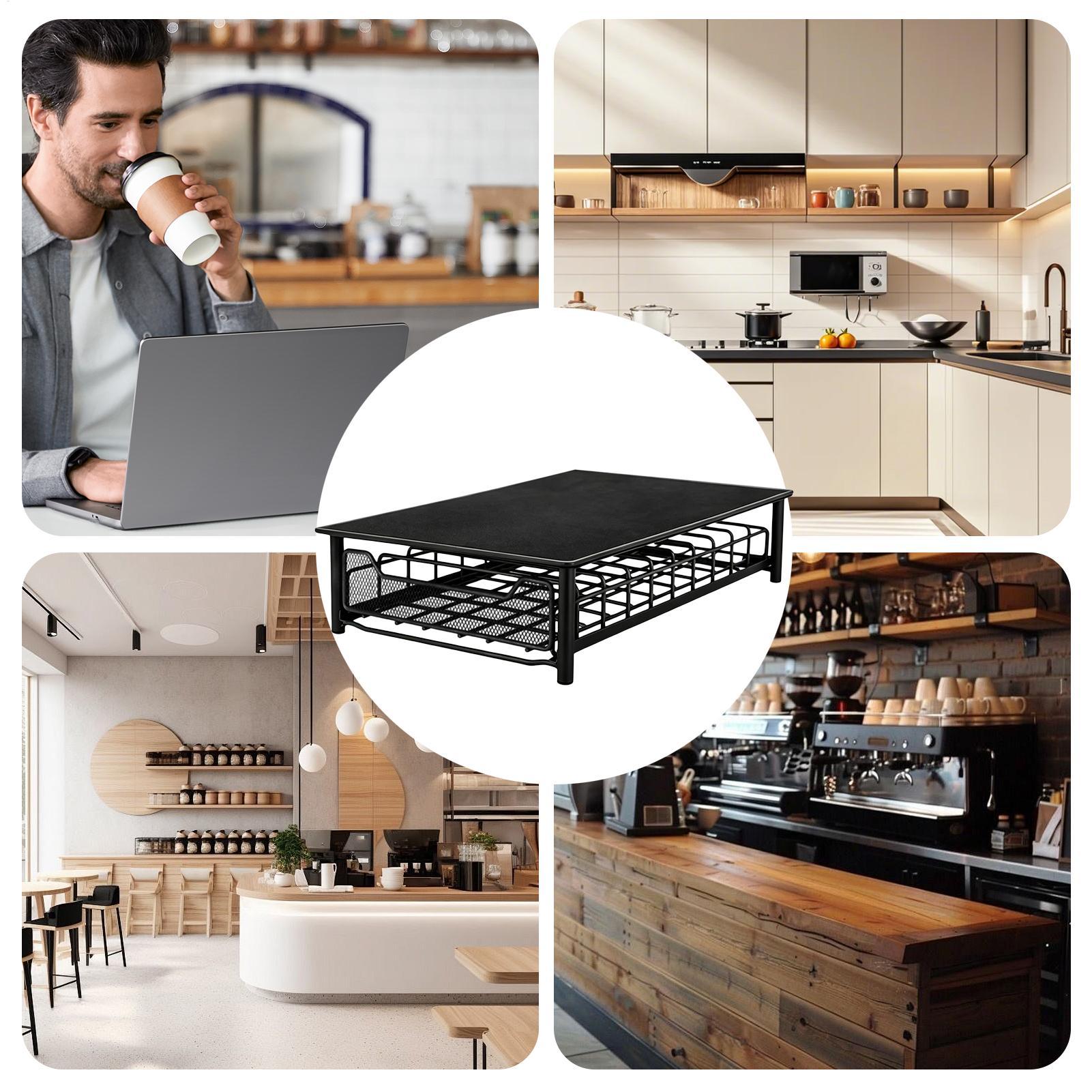 Monitor Stand - Kaffeepads-Organizer, robust, mit Schnellzugriff-Funktion, ausziehbarer Kaffeepads-Organizer