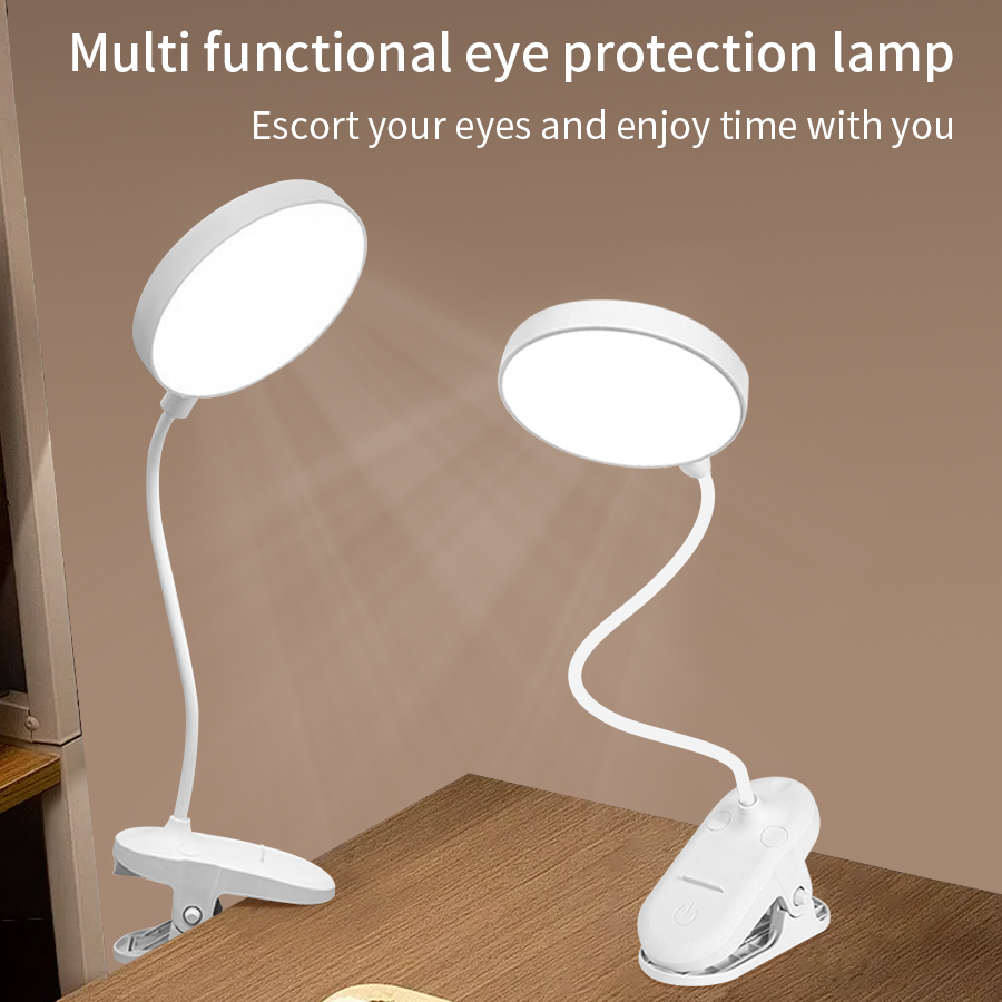 Desk Lamp - LED-Klemmleuchte 360 ° Flexibles, dimmbares USB-Leselicht