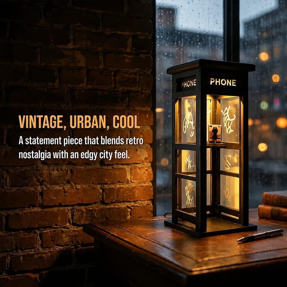 Office Furniture Brands - Retro Vintage Telefonzellen-Nachtlicht, Tischlampe im Industriestil,