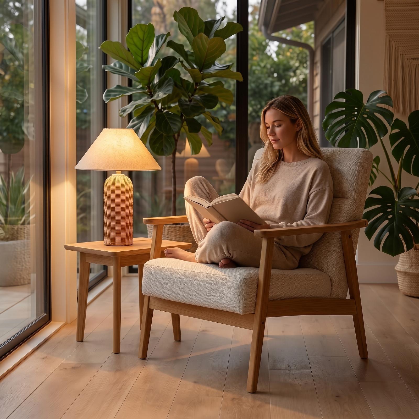Nachttischlampe mit Rattanfuß  – Desk Lamp Bewertung und Preis